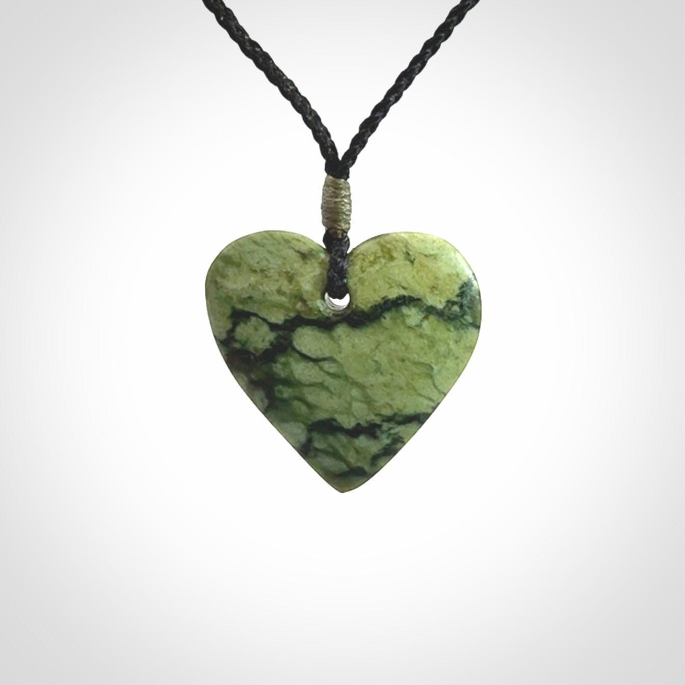 Hand carved New Zealand Jade heart pendant