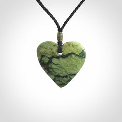 Hand carved New Zealand Jade heart pendant