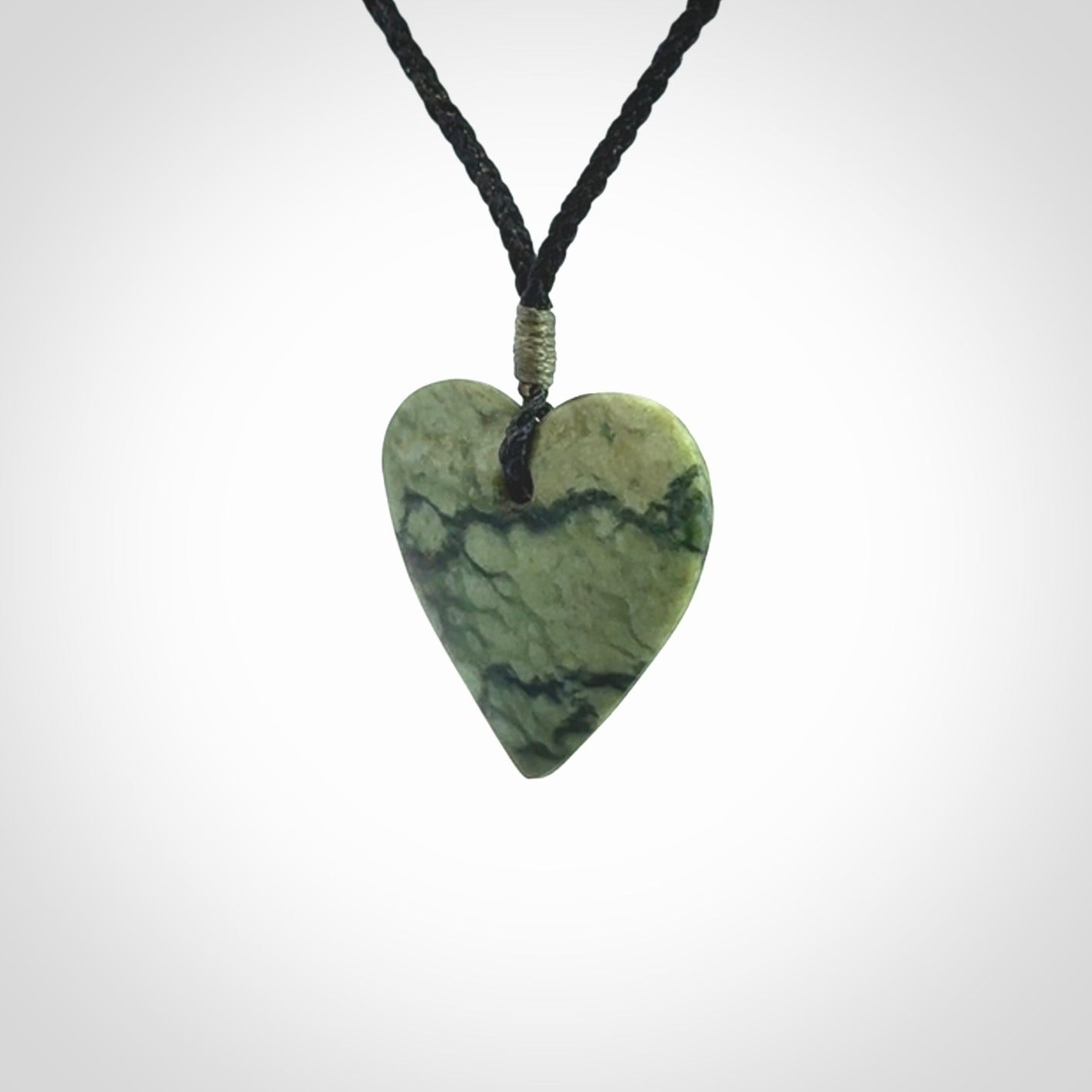 Hand carved New Zealand Jade heart pendant