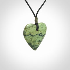 Hand carved New Zealand Jade heart pendant