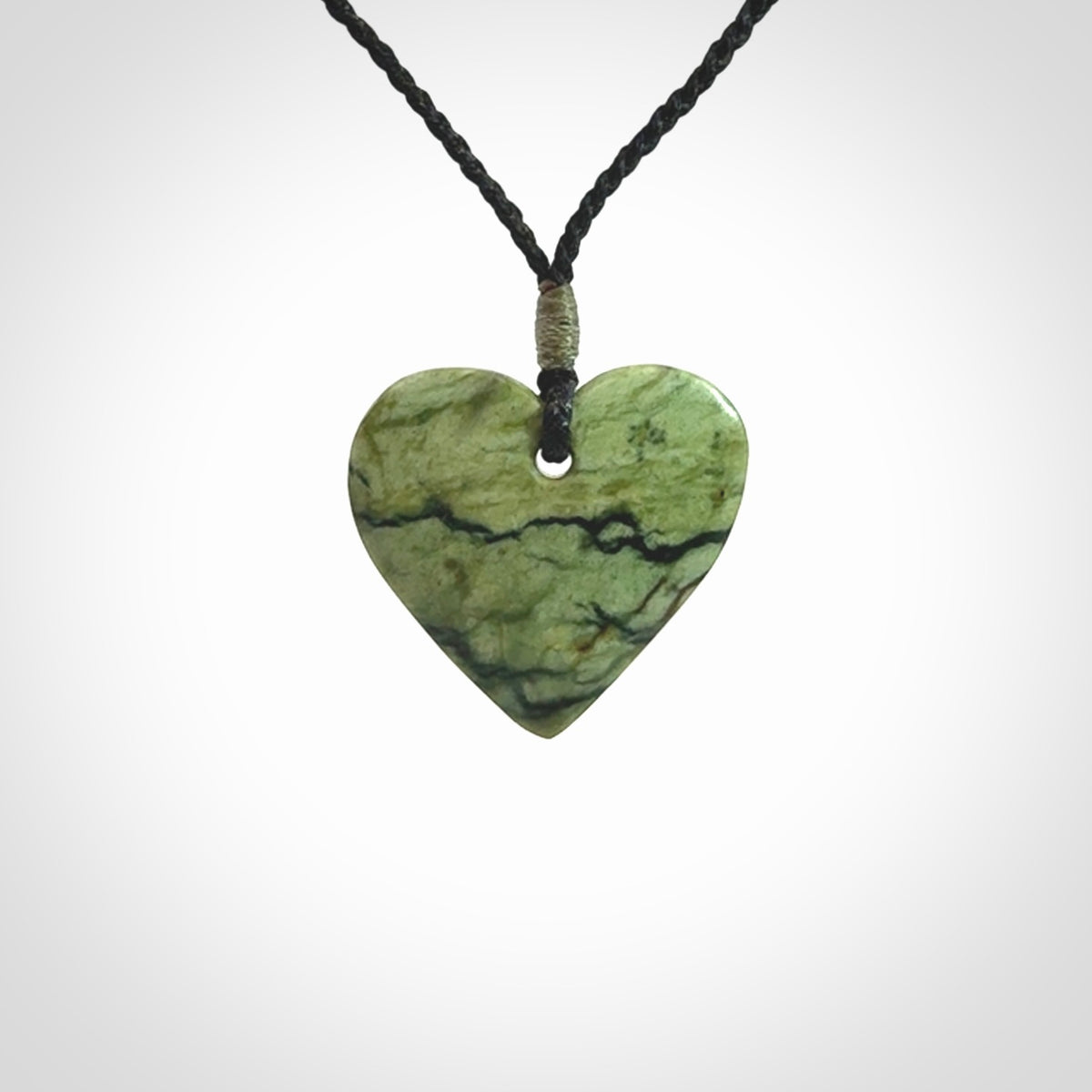Hand carved New Zealand Jade heart pendant