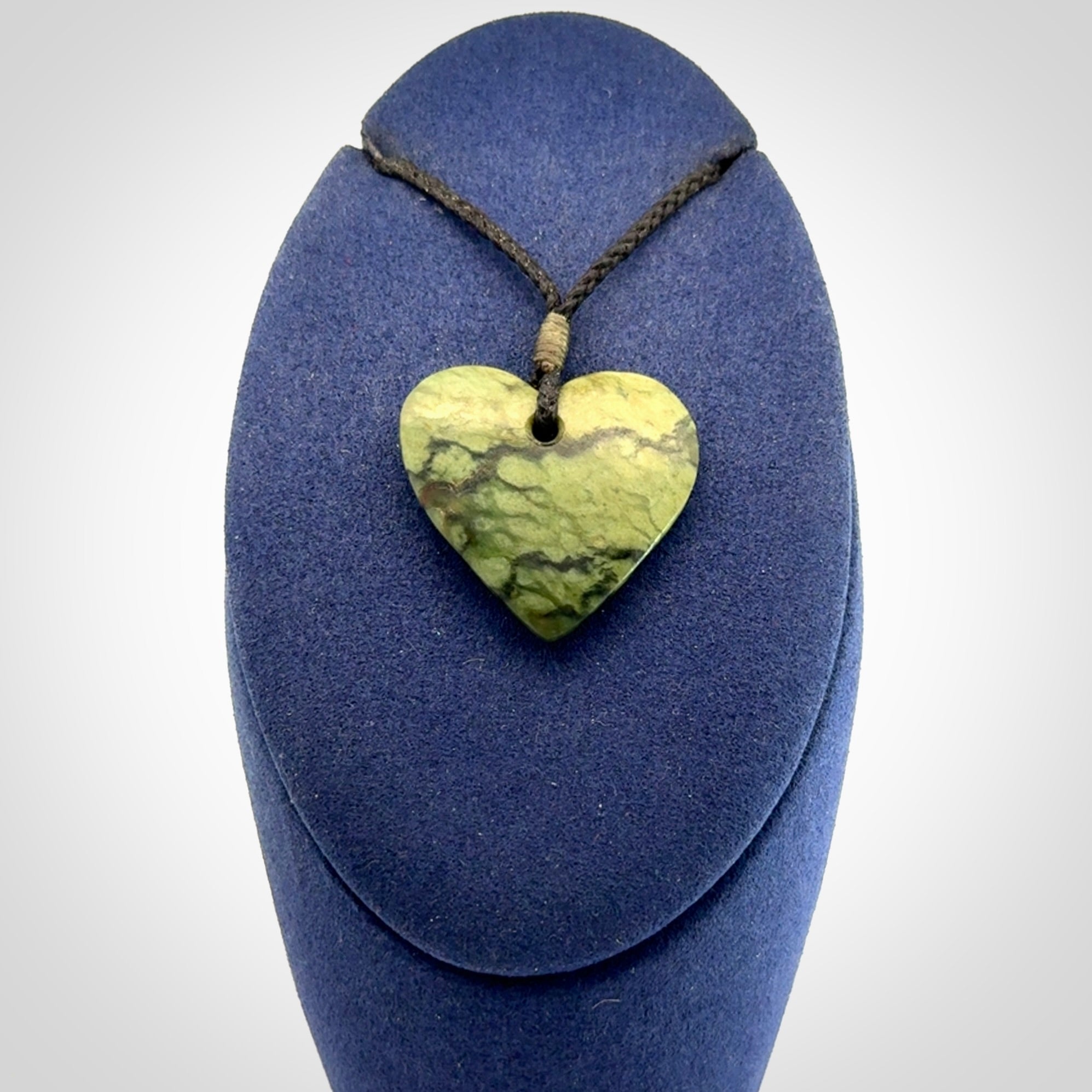 Hand carved New Zealand Jade heart pendant