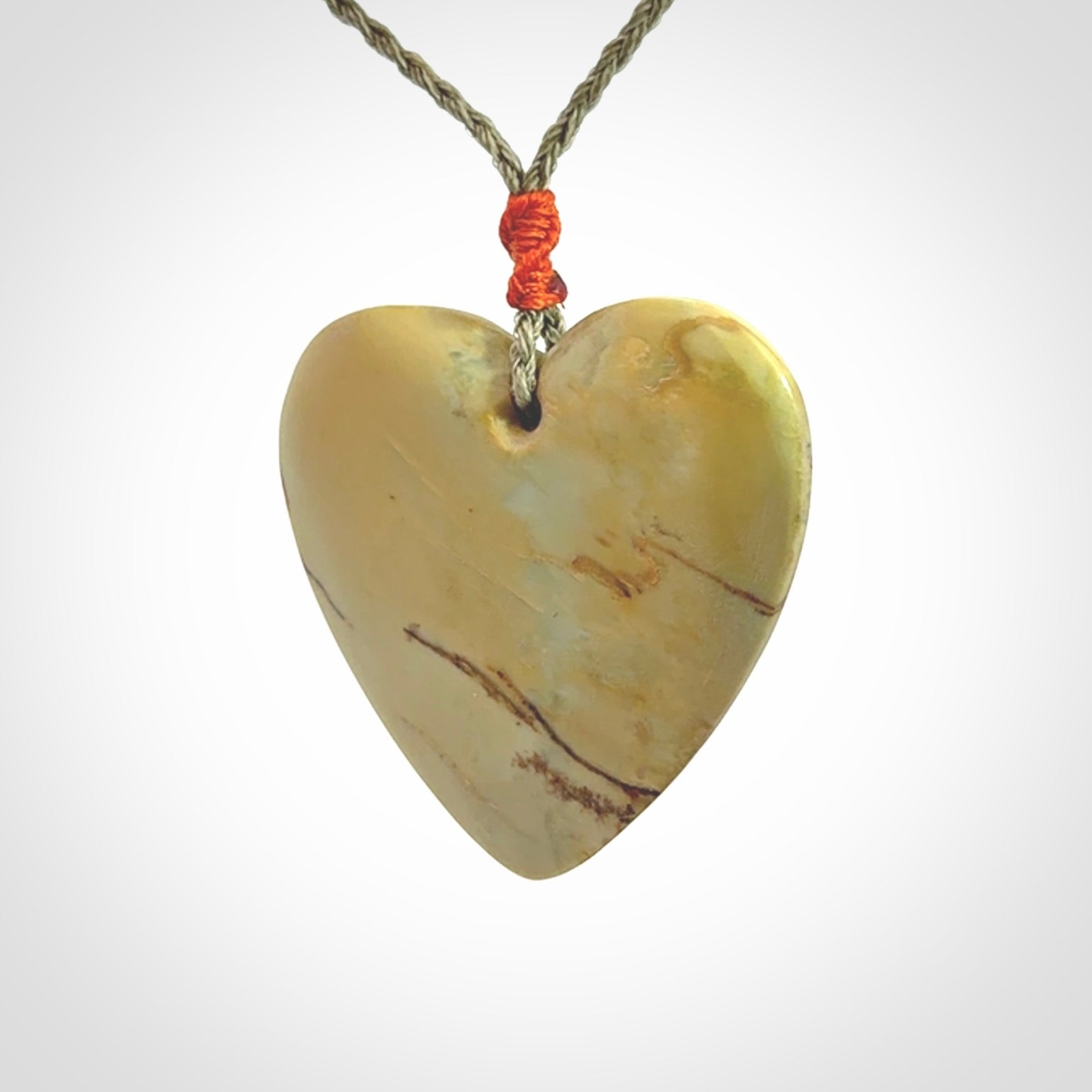 Hand carved New Zealand Jade heart pendant