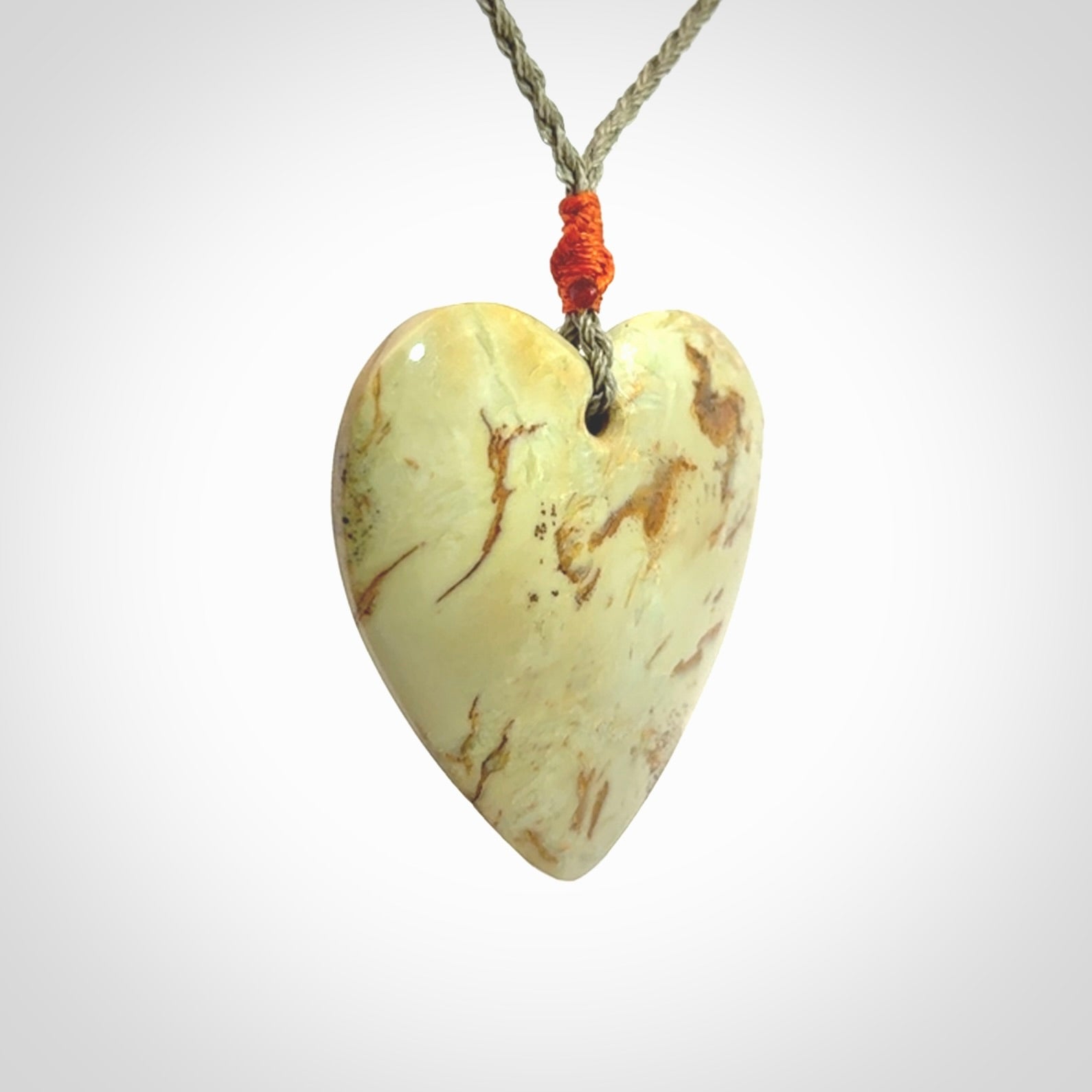 Hand carved New Zealand Jade heart pendant