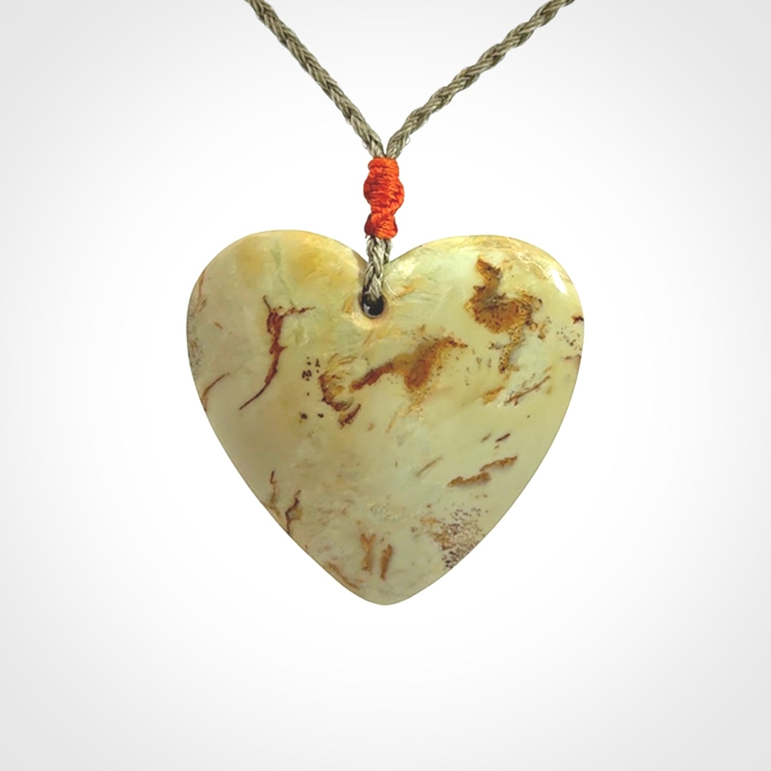 Hand carved New Zealand Jade heart pendant