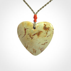 Hand carved New Zealand Jade heart pendant