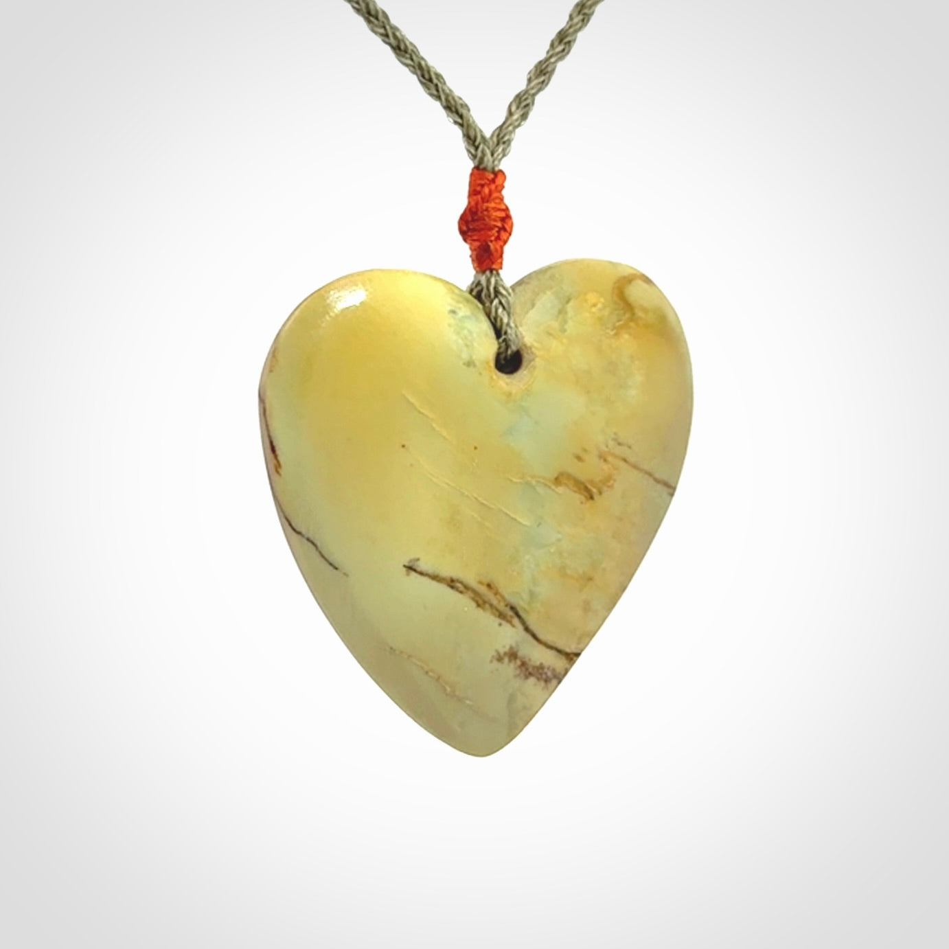 Hand carved New Zealand Jade heart pendant