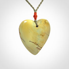 Hand carved New Zealand Jade heart pendant