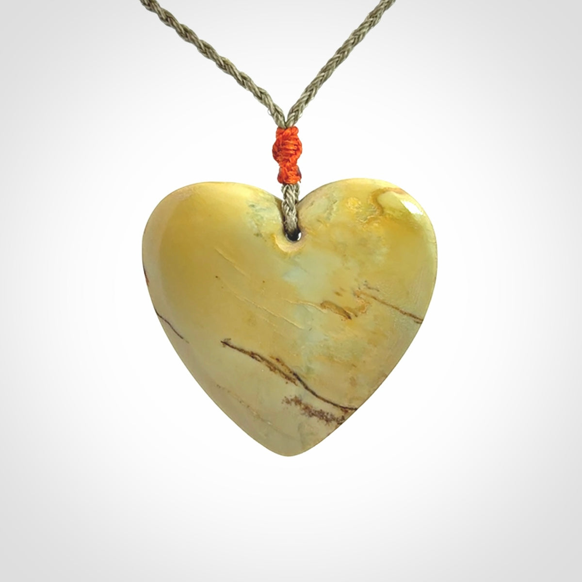 Hand carved New Zealand Jade heart pendant