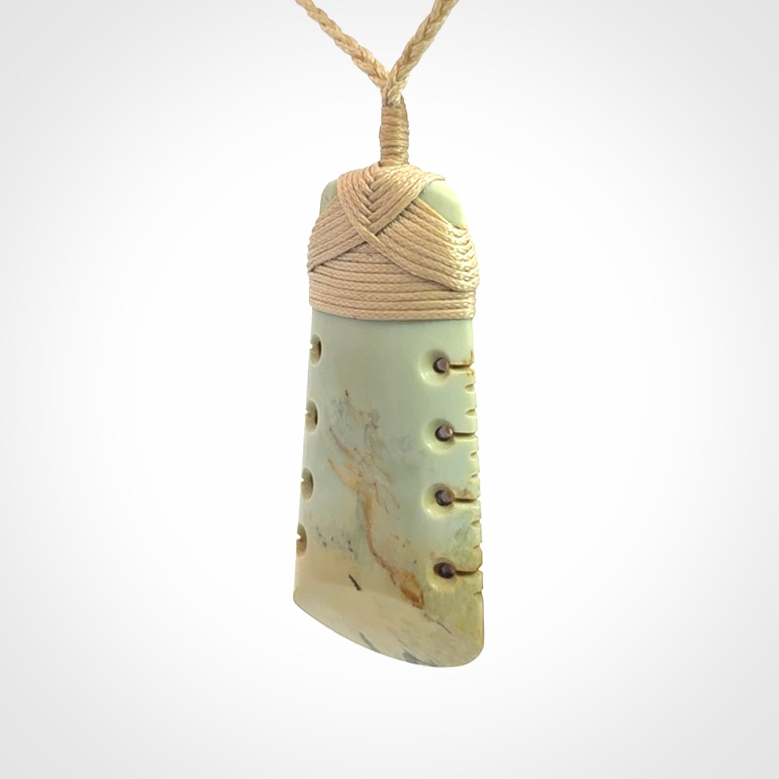 A Wonderful Notched Toki Carved in Flower Jade