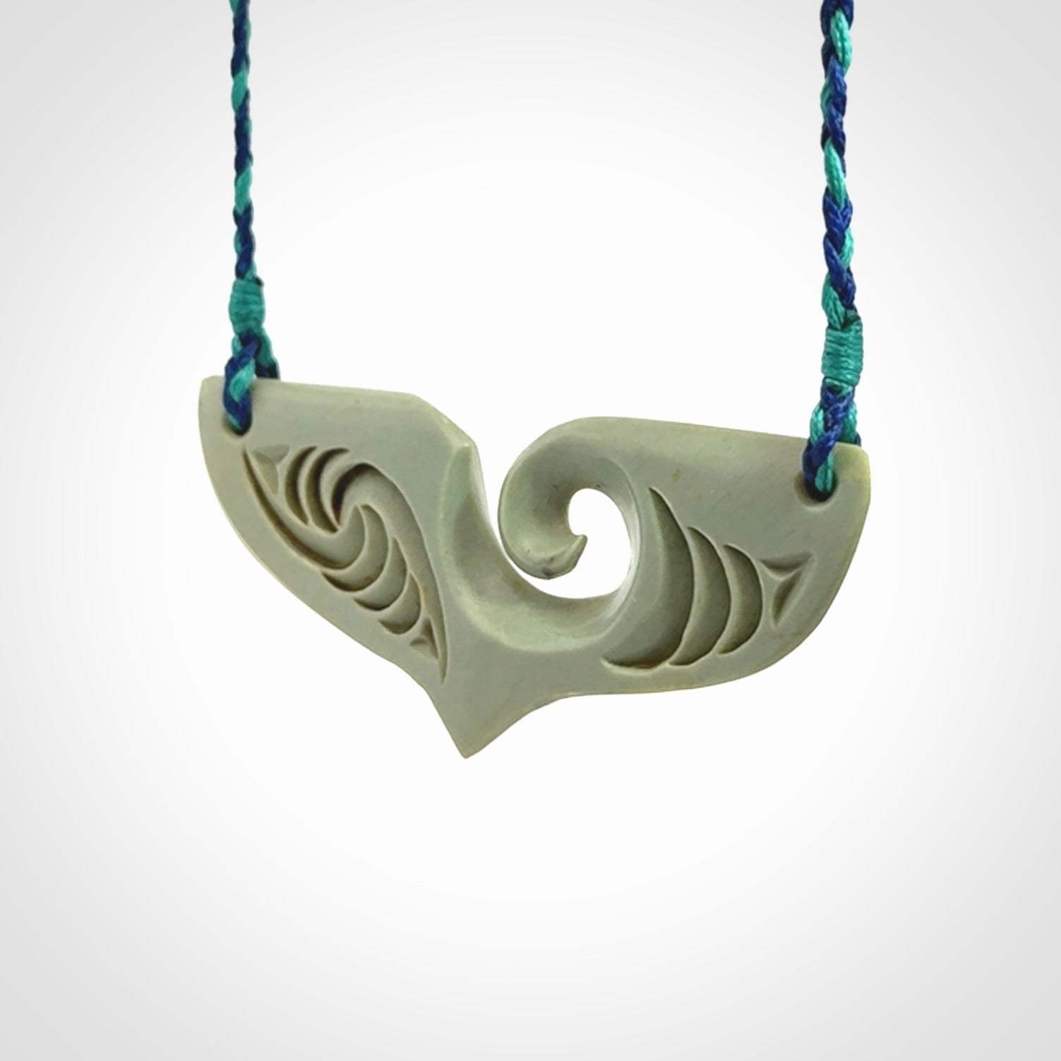 Hand carved New Zealand Jade whaletail pendant
