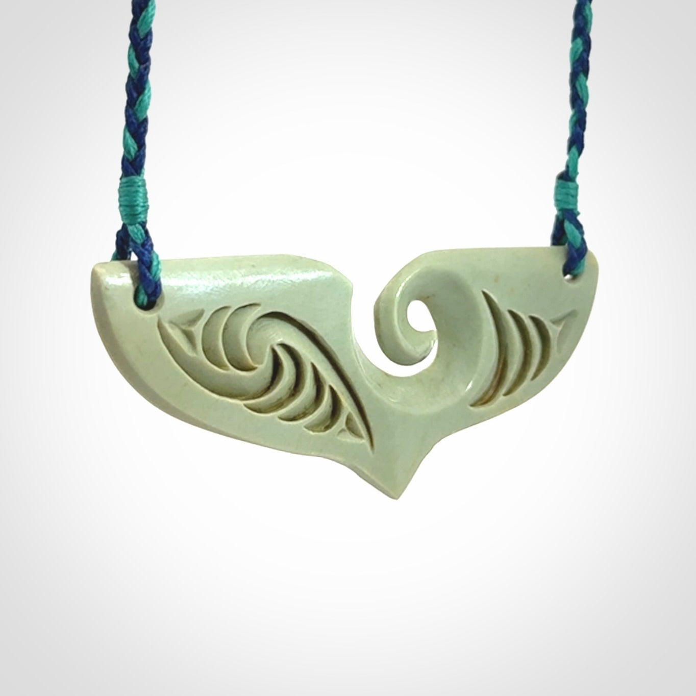 Hand carved New Zealand Jade whaletail pendant