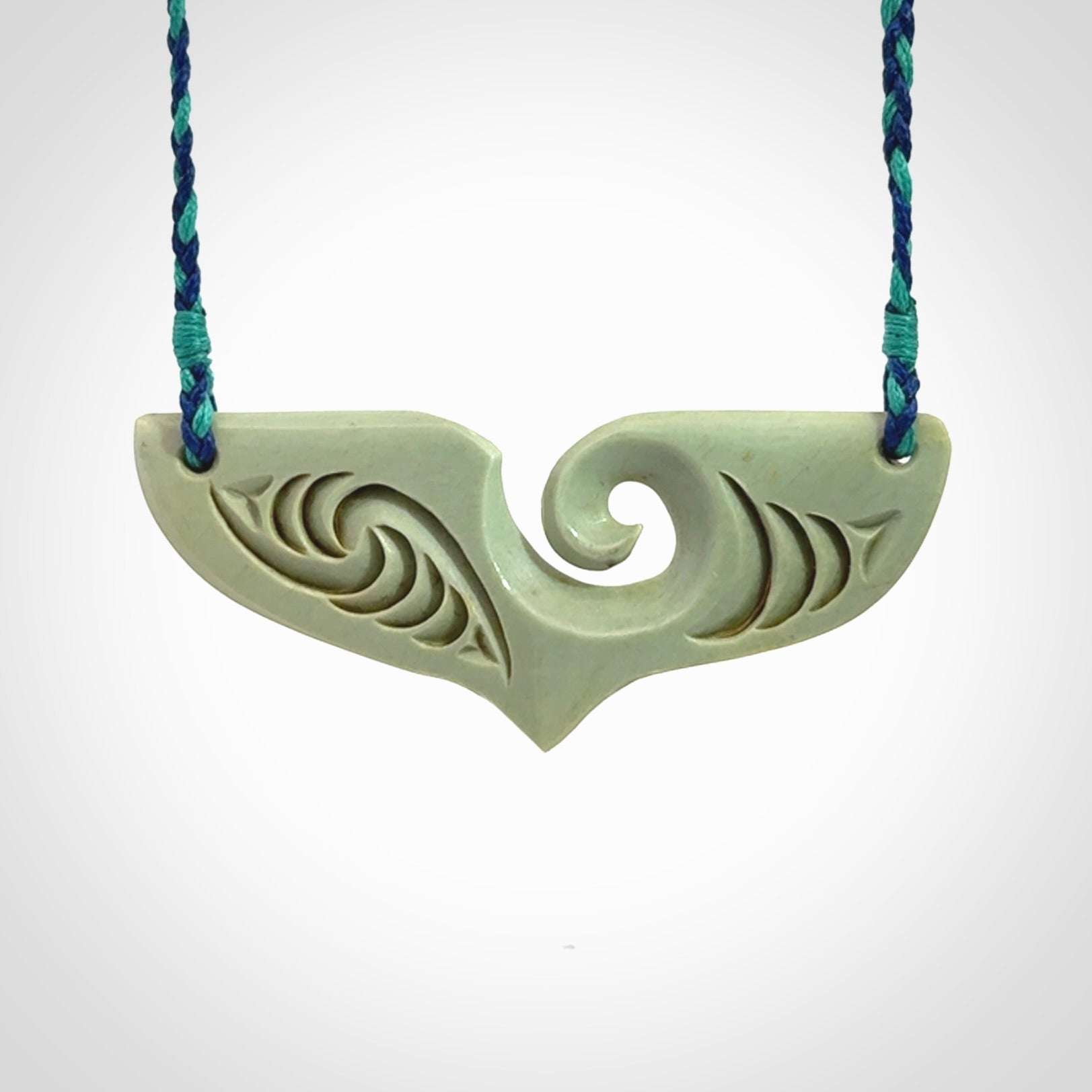 Hand carved New Zealand Jade whaletail pendant