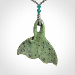 Hand carved New Zealand Jade whale tail pendant