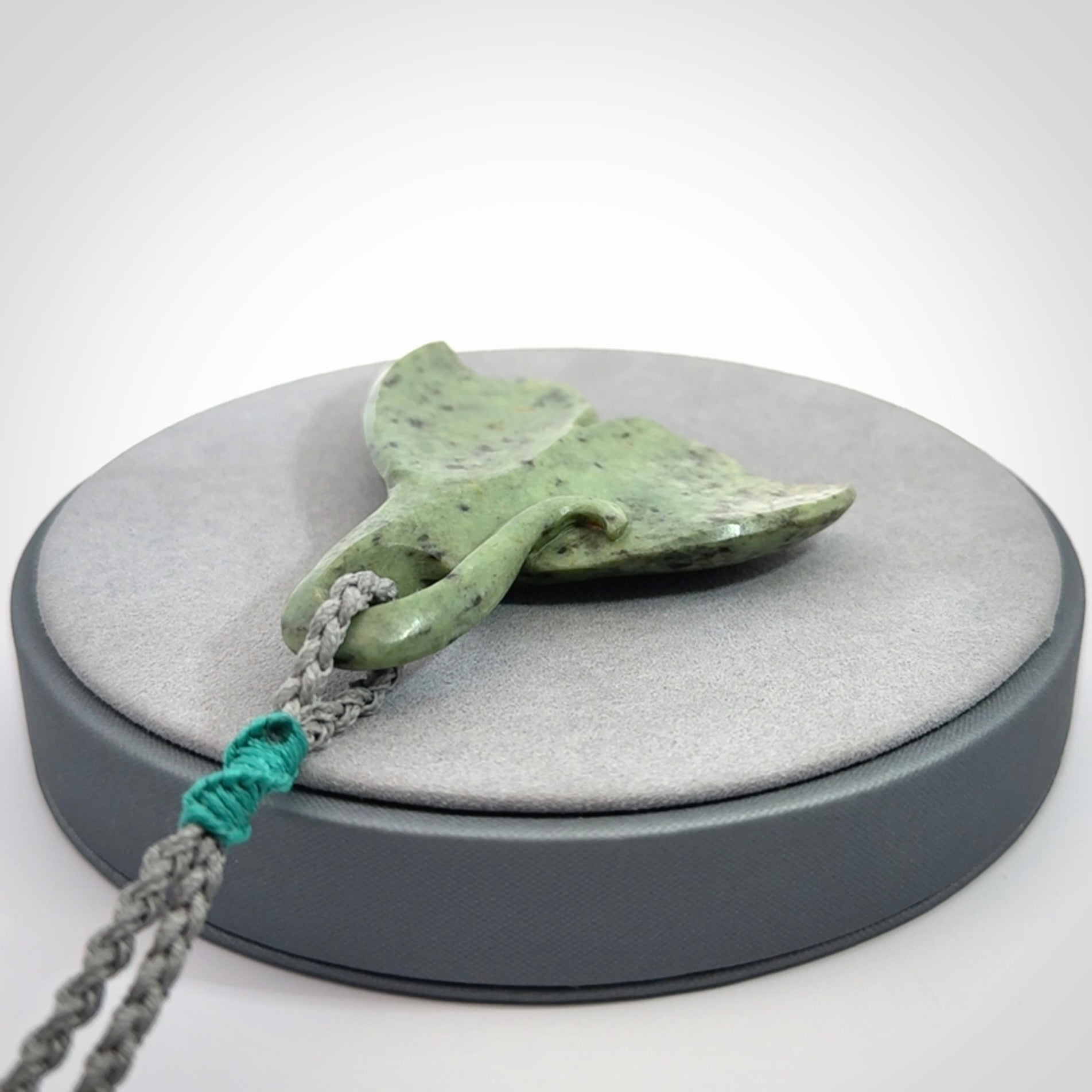 Hand carved New Zealand Jade whale tail pendant