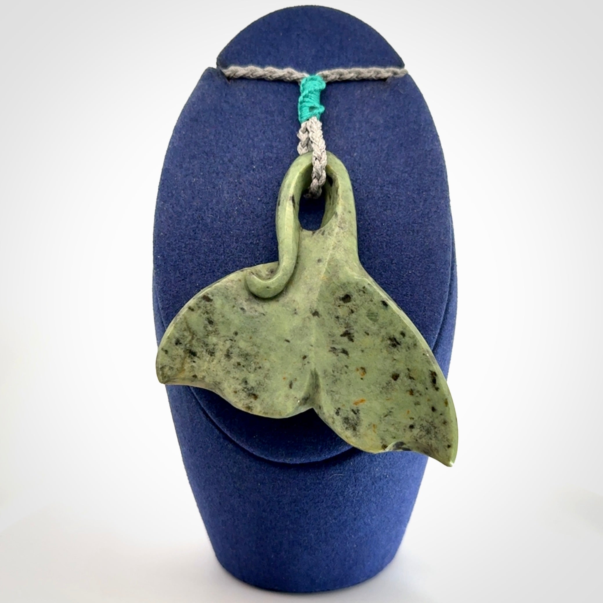 Hand carved New Zealand Jade whale tail pendant