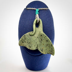 Hand carved New Zealand Jade whale tail pendant