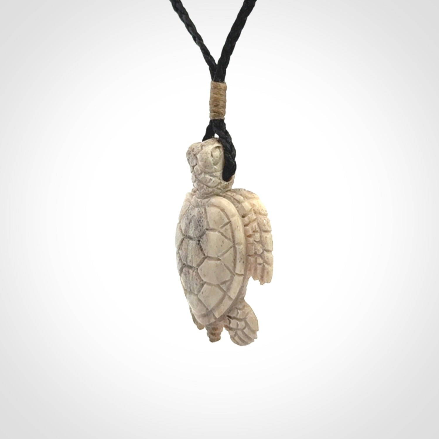 Hand Carved Deer Antler Turtle Pendants