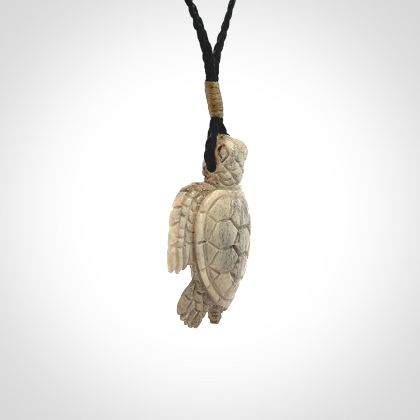 Hand Carved Deer Antler Turtle Pendants
