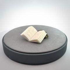 Hand carved open book pendant, hand made in bone.