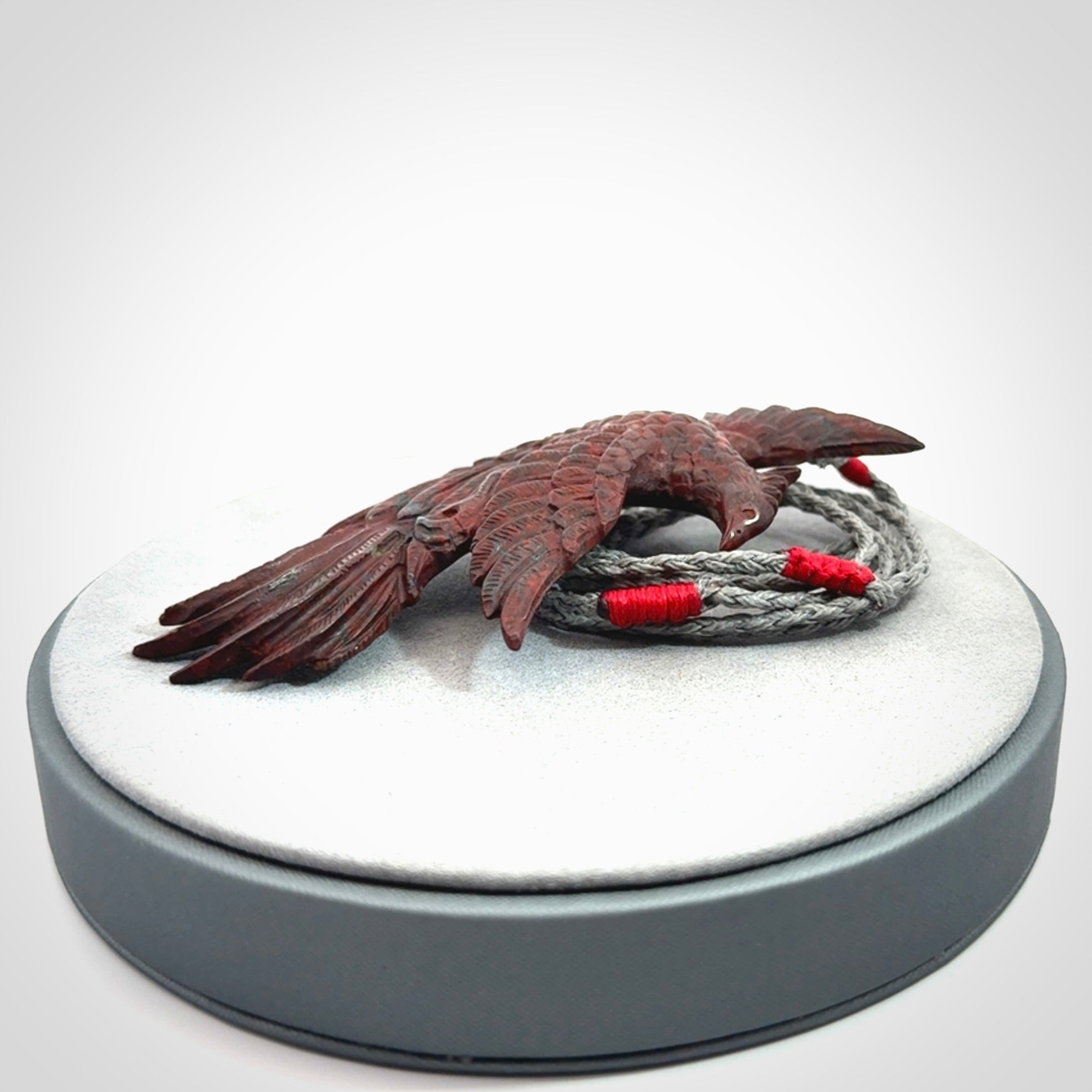 Hand carved jasper phoenix pendant