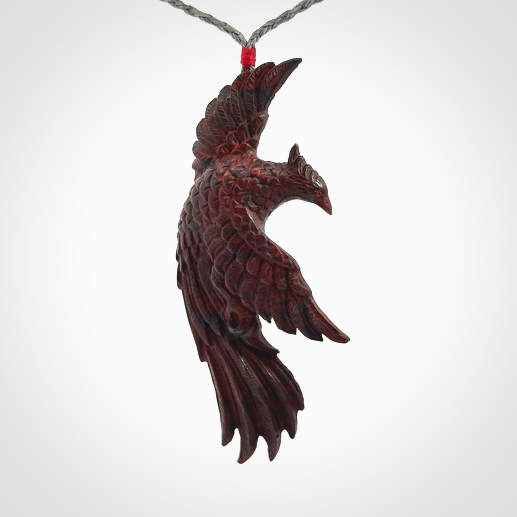 Hand carved jasper phoenix pendant