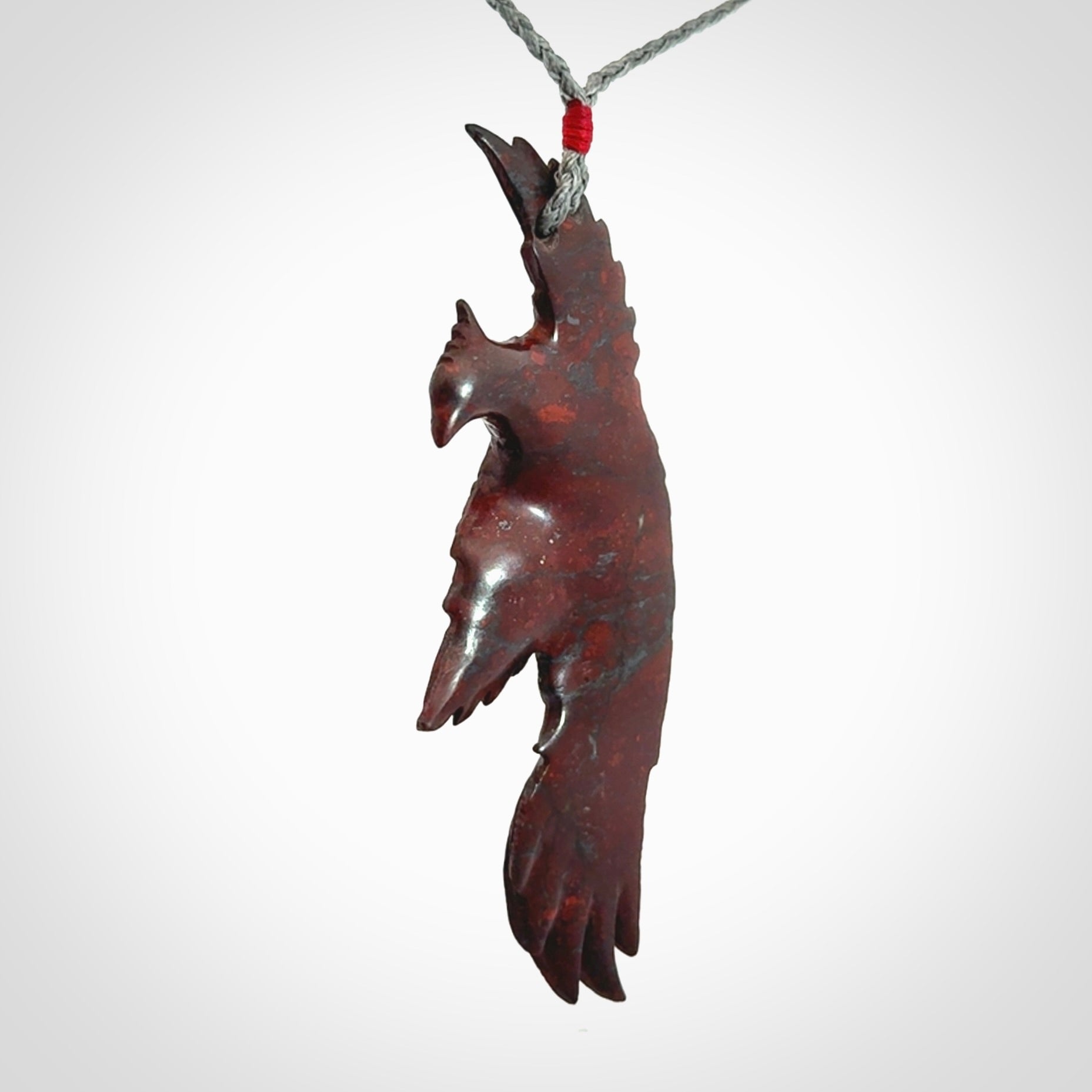 Hand carved jasper phoenix pendant