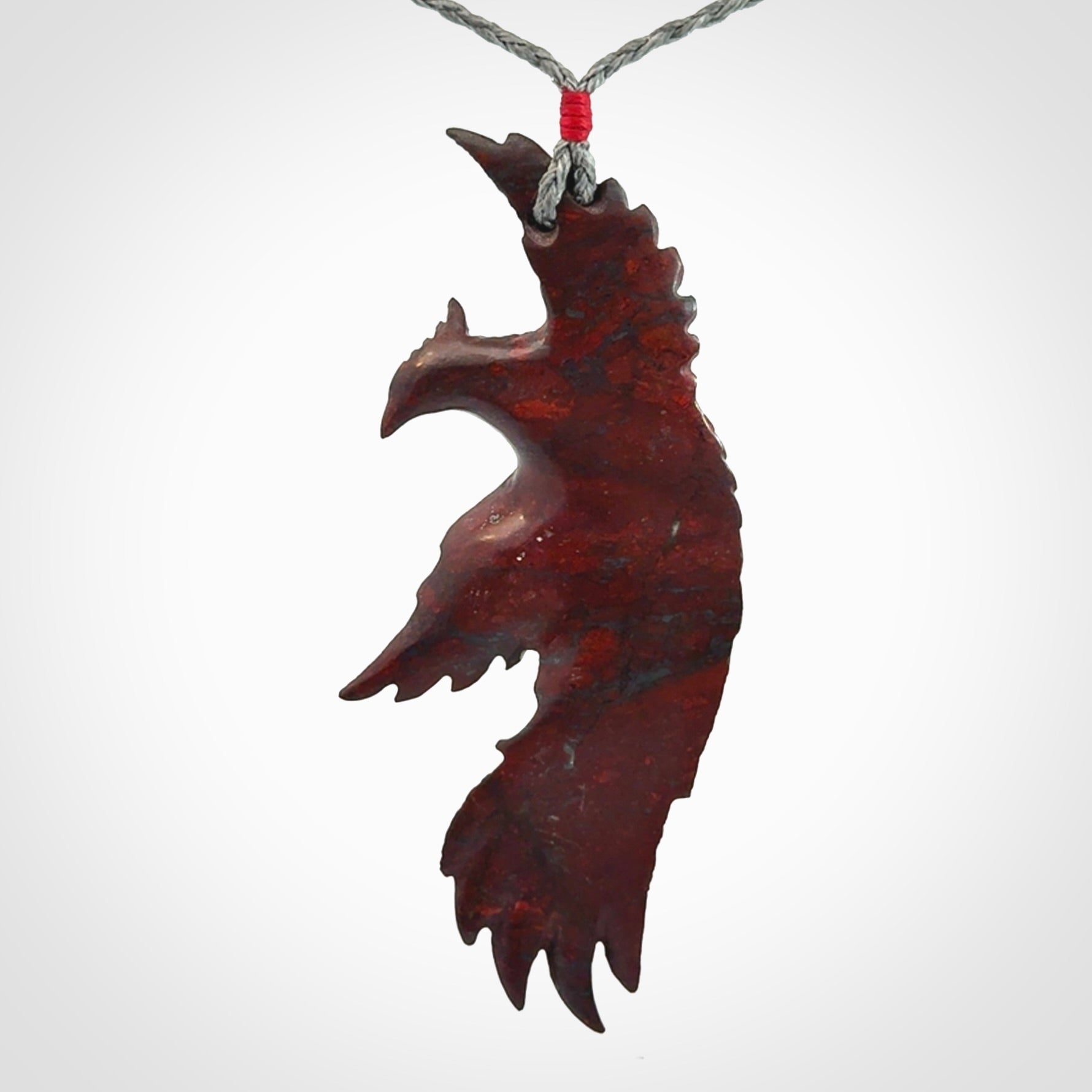 Hand carved jasper phoenix pendant