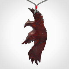 Hand carved jasper phoenix pendant