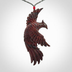 Hand carved jasper phoenix pendant