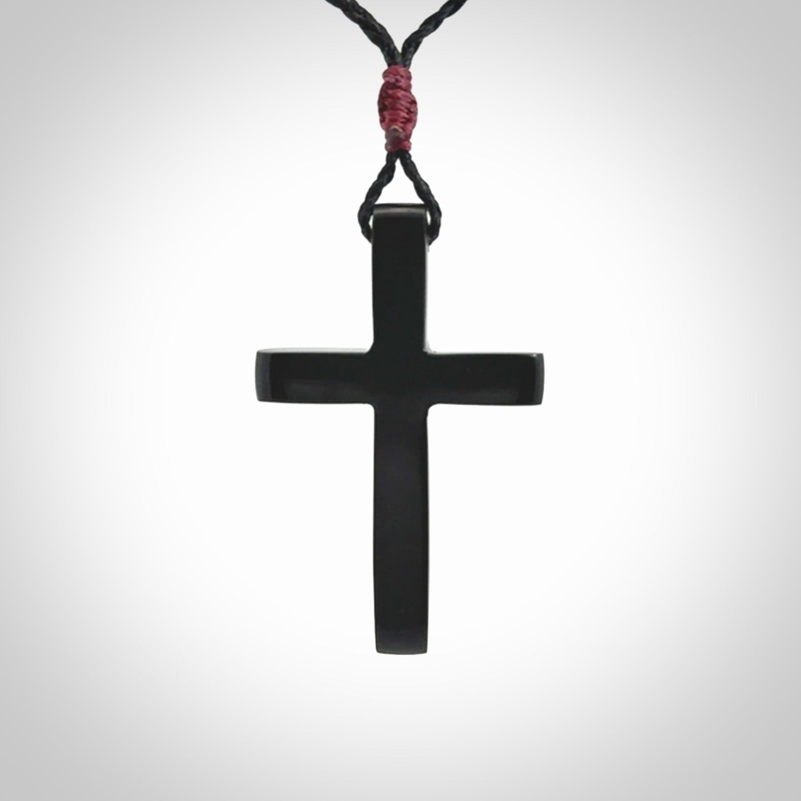 Hand carved Black jade christian cross pendant.