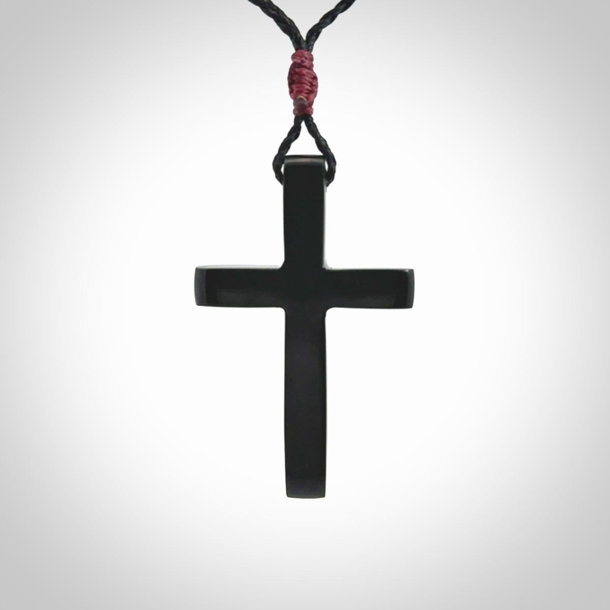 Hand carved Black jade christian cross pendant.