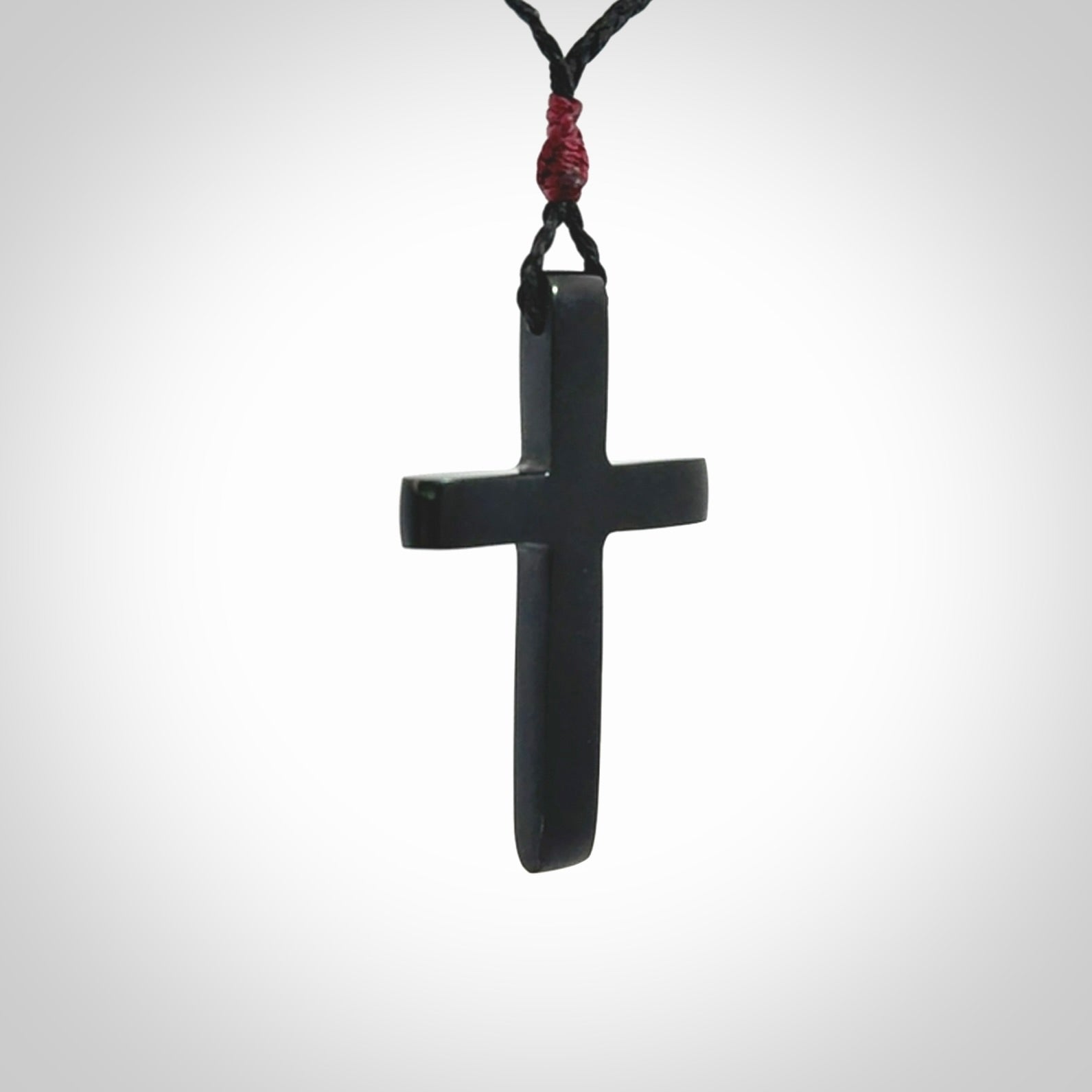 Hand carved Black jade christian cross pendant.