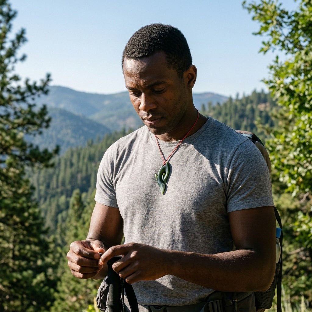 Man wearing jade pendant