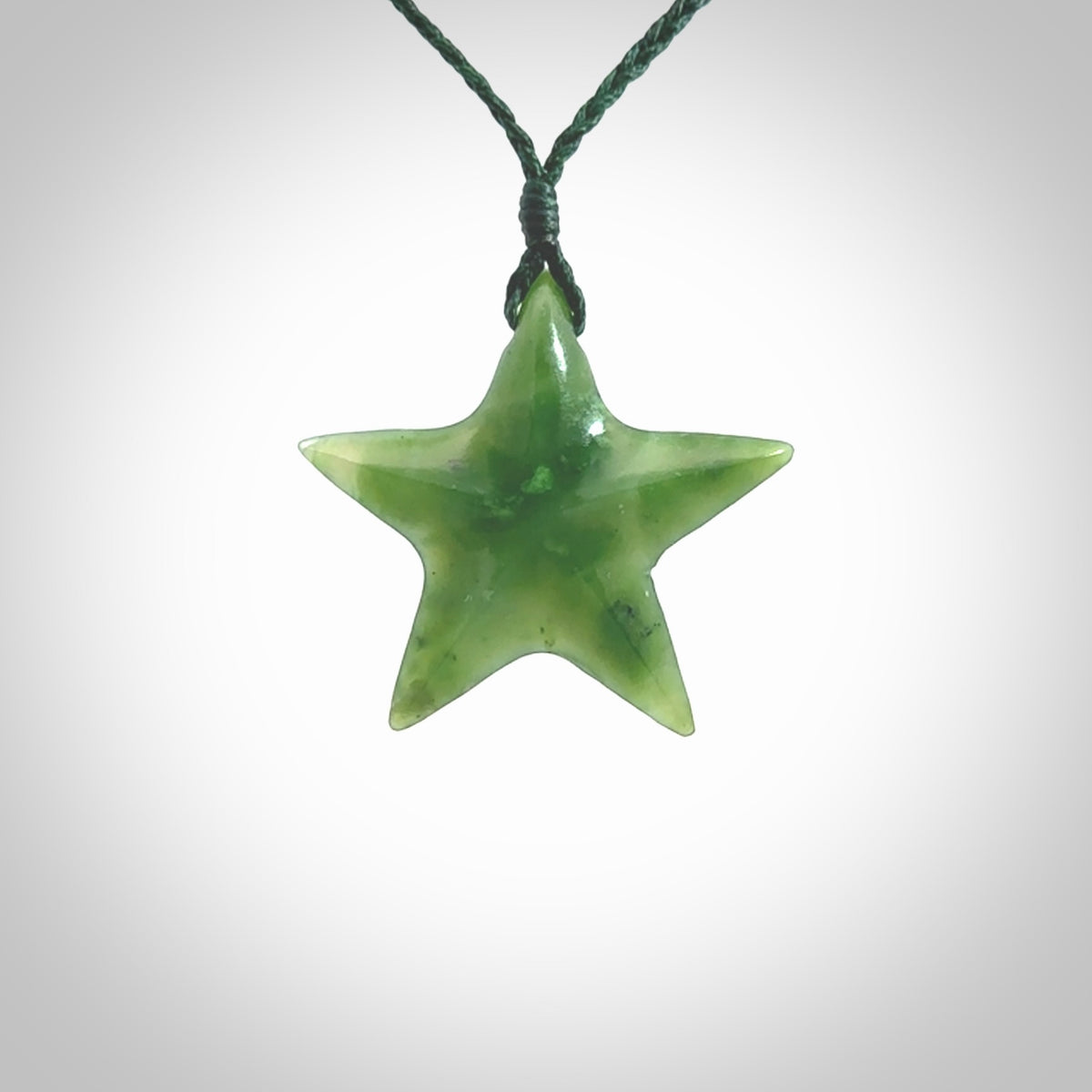 Hand made jade star pendant. Star shaped necklace hand made from Jade, delivered with Express Courier. We provide this pendant on an adjustable cord and packaged in a woven kete pouch.