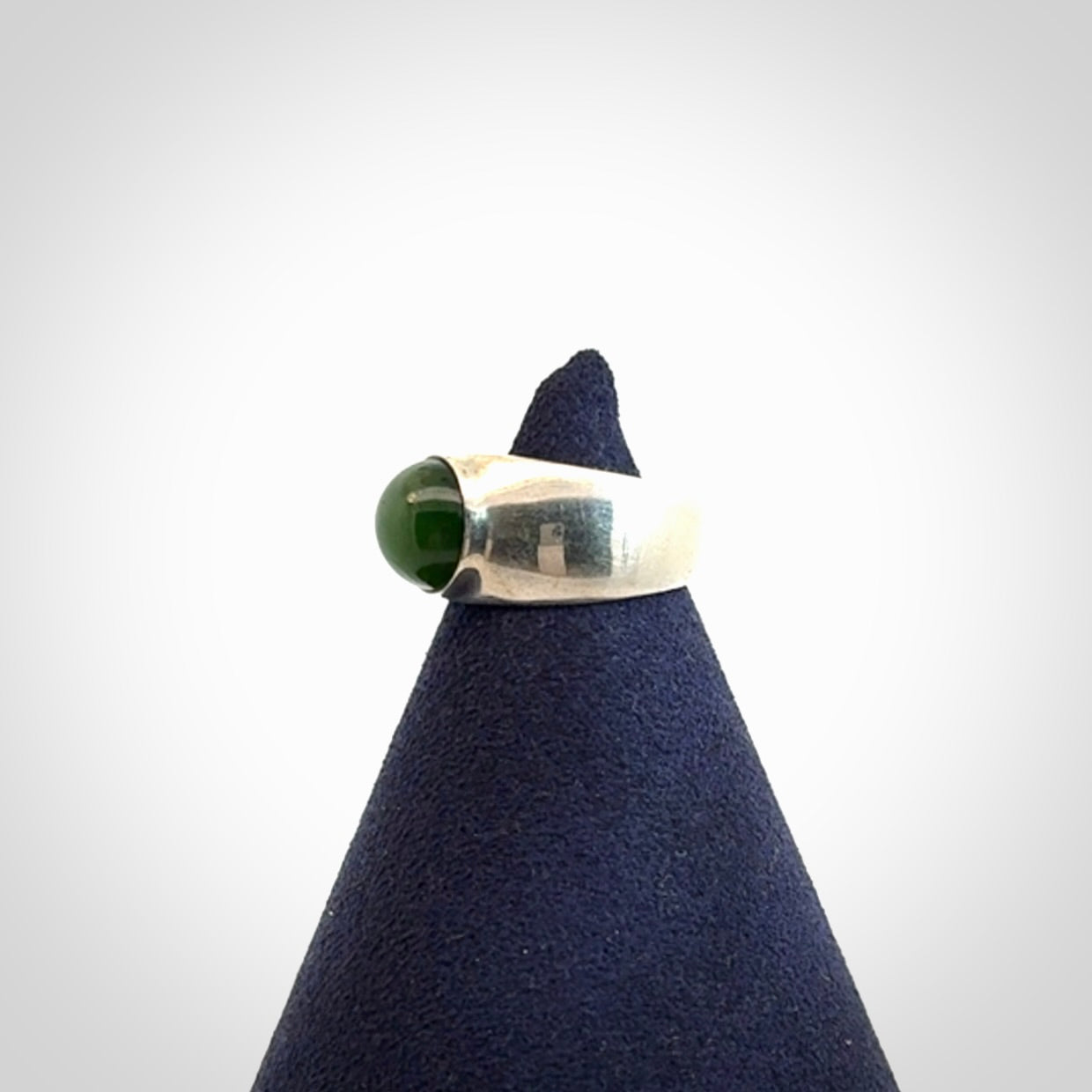 A Beautiful New Zealand Jade and Sterling Silver Ring