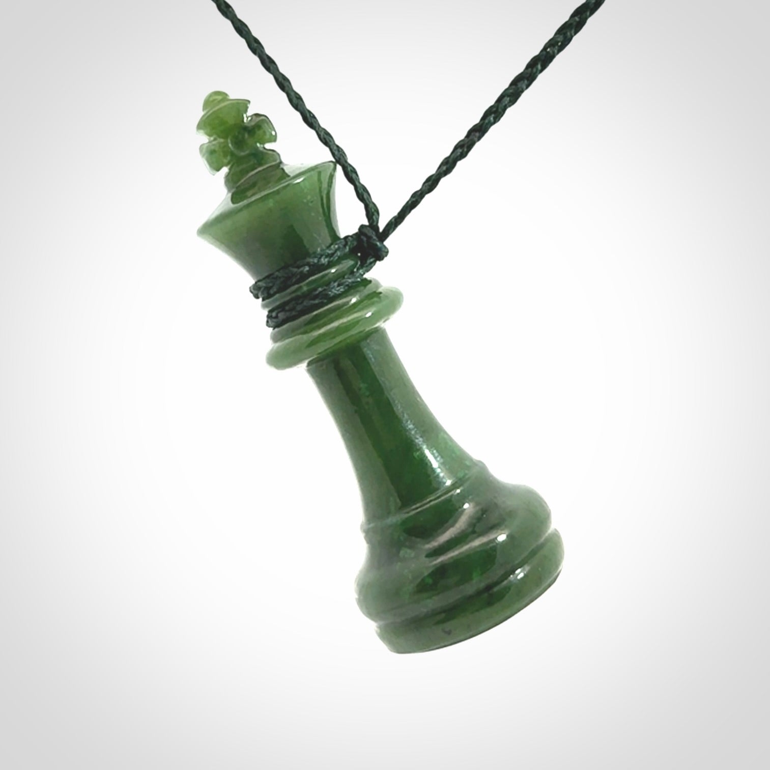 Hand carved jade chess pendants. Hand made chess piece necklaces, carved from British Columbian Jade.