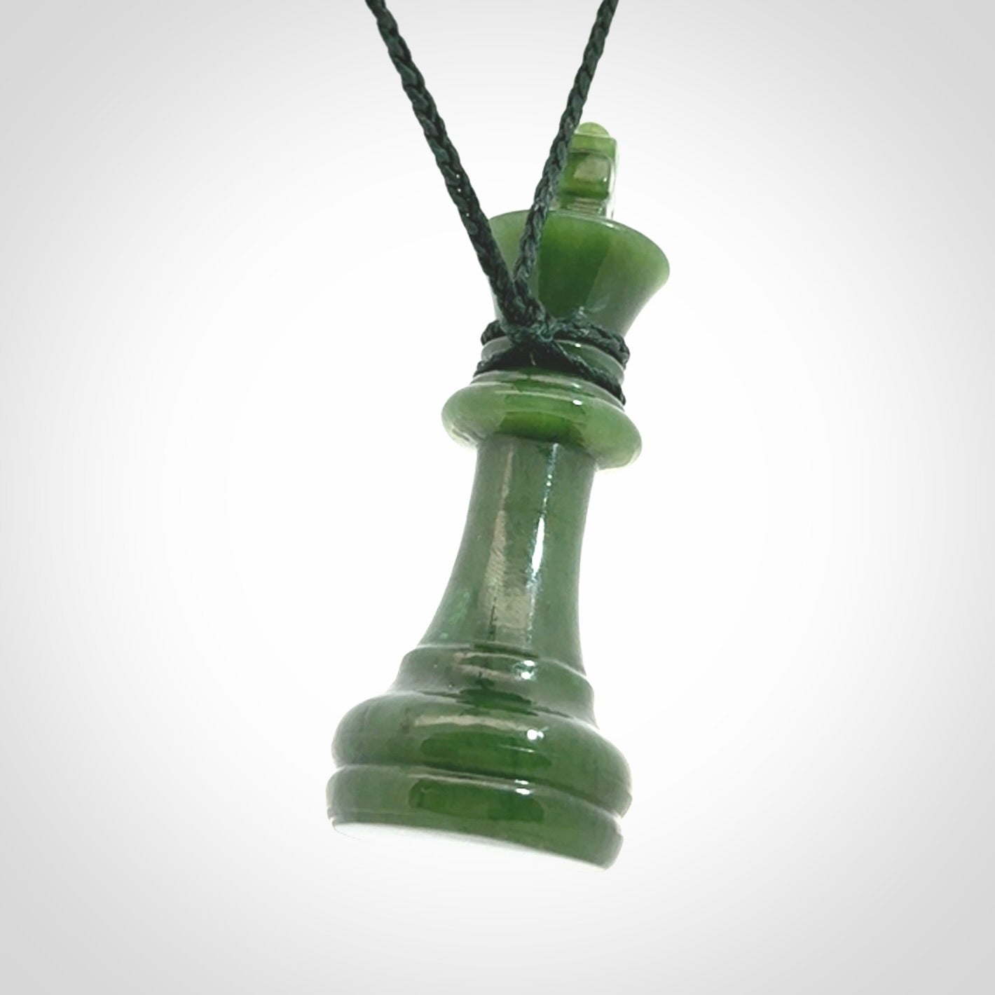 Hand carved jade chess pendants. Hand made chess piece necklaces, carved from British Columbian Jade.
