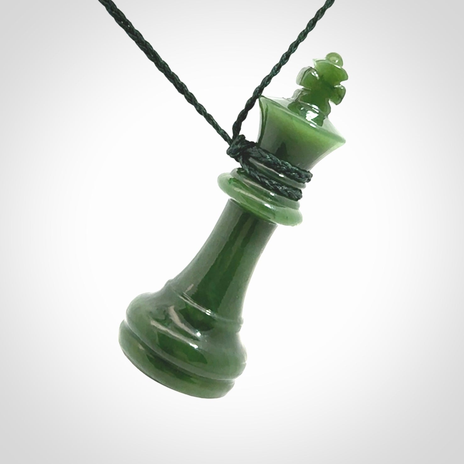 Hand carved jade chess pendants. Hand made chess piece necklaces, carved from British Columbian Jade.