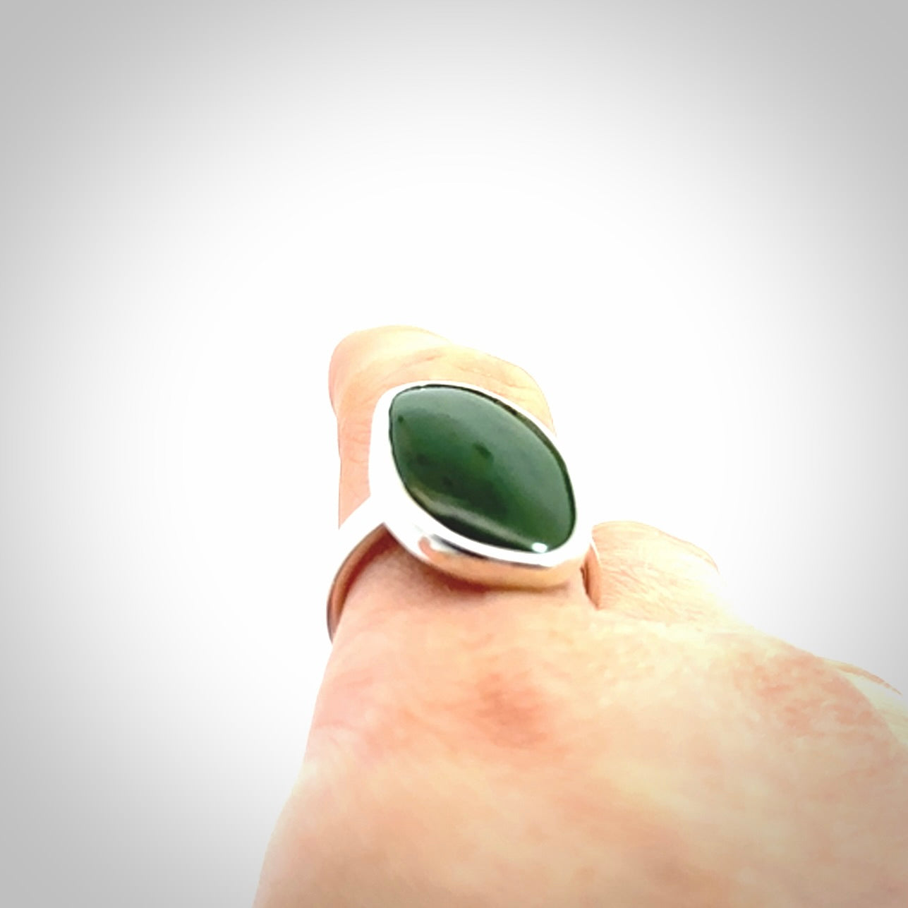 A Stylish New Zealand Jade and Sterling Silver Ring