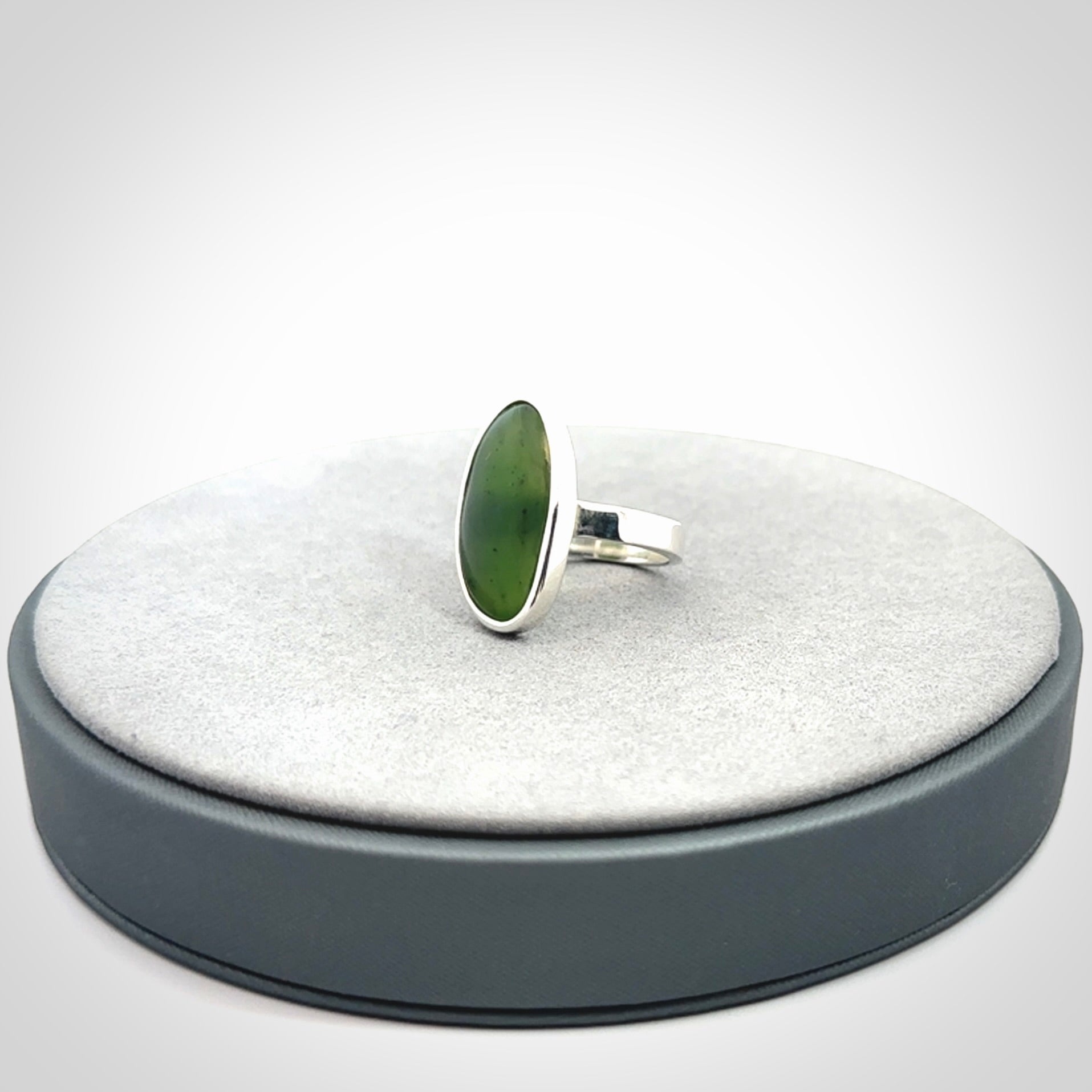 A Stylish New Zealand Jade and Sterling Silver Ring