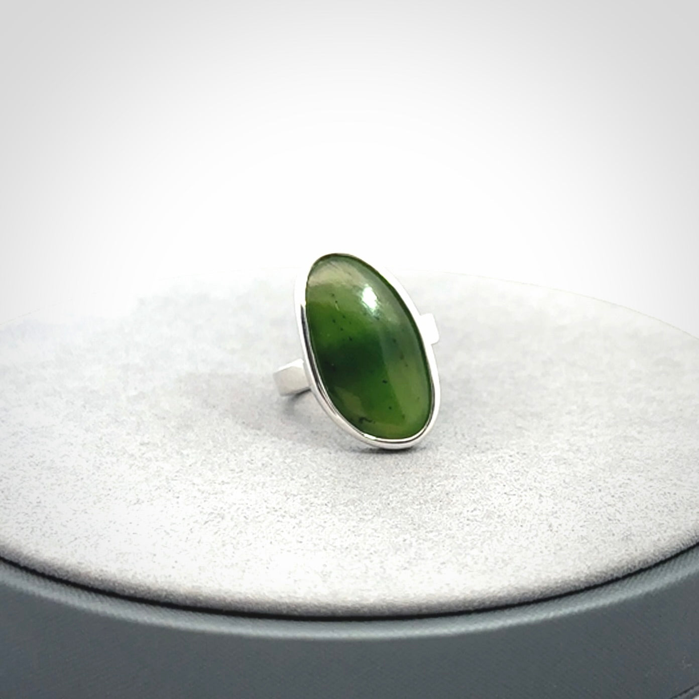A Stylish New Zealand Jade and Sterling Silver Ring