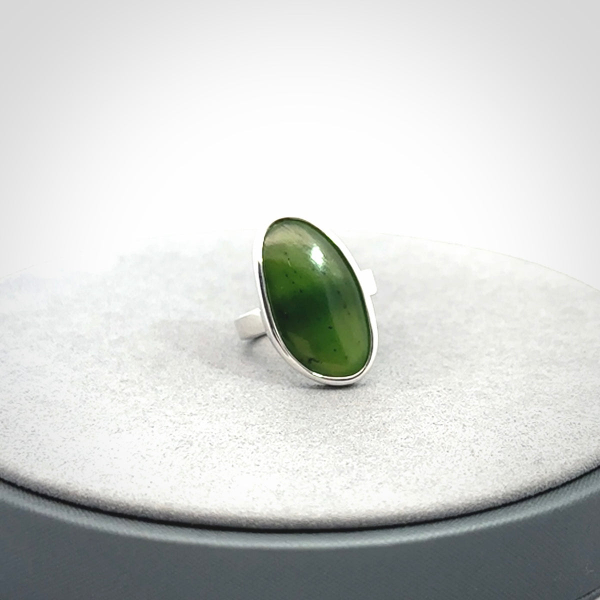 A Stylish New Zealand Jade and Sterling Silver Ring