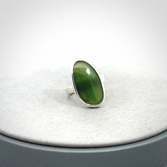 A Stylish New Zealand Jade and Sterling Silver Ring