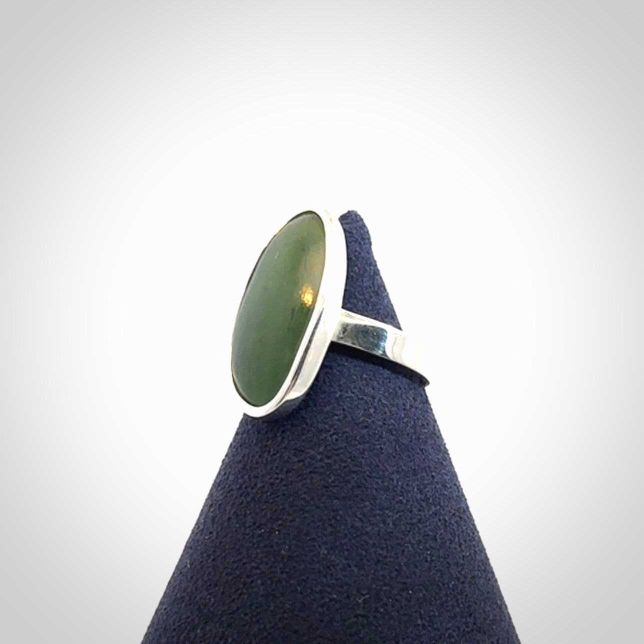 A Stylish New Zealand Jade and Sterling Silver Ring