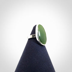 A Stylish New Zealand Jade and Sterling Silver Ring