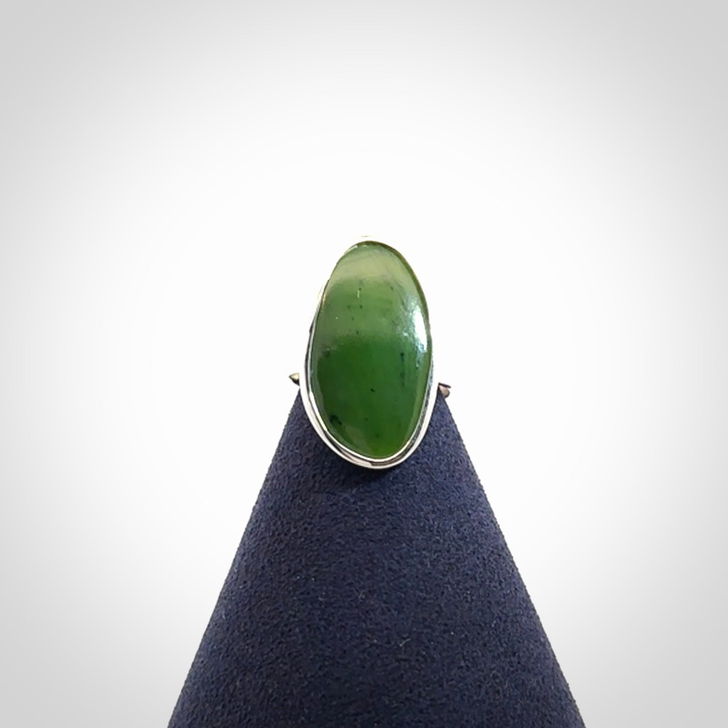 A Stylish New Zealand Jade and Sterling Silver Ring