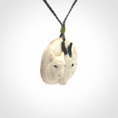 Merino and ewe pendant carved in mammoth tusk