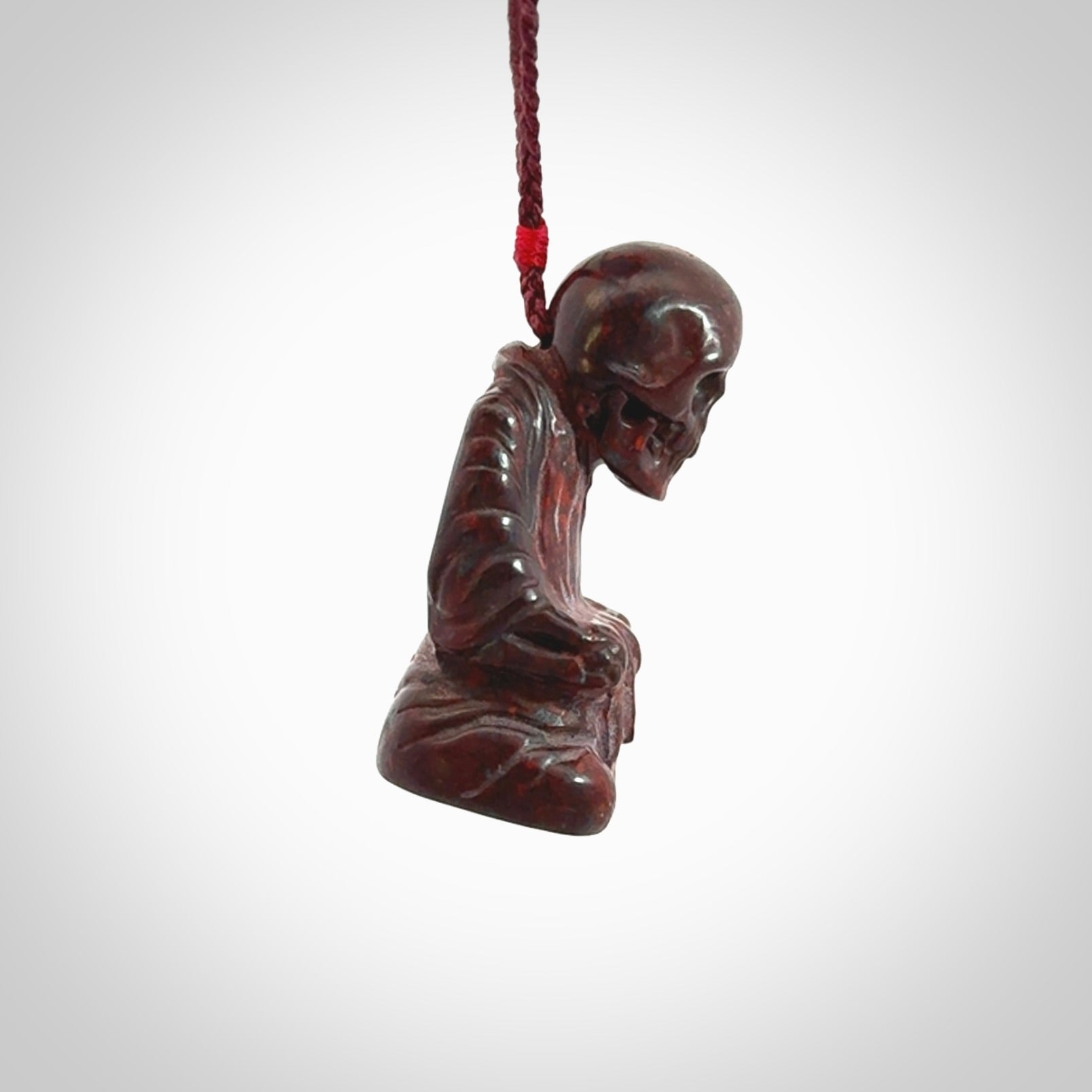 A Very Cool Skeleton Monk pendant, Carved in Jasper