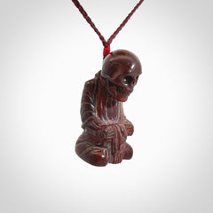 A Very Cool Skeleton Monk pendant, Carved in Jasper